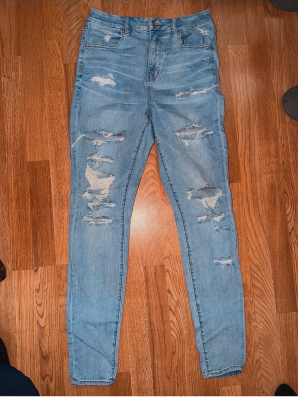 American Eagle Outfitters Light Blue Ripped Skinny Jeans